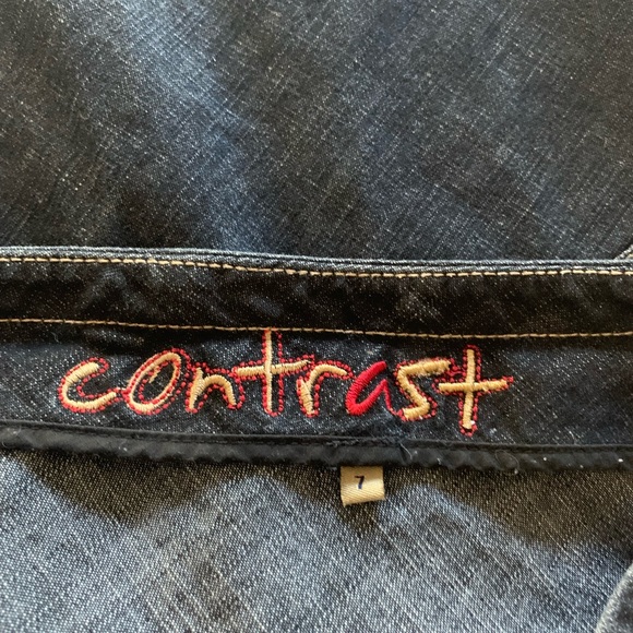 Super Cute Jean skirt with tie in the front. Zipper on the side. Some stretch. - Picture 3 of 4